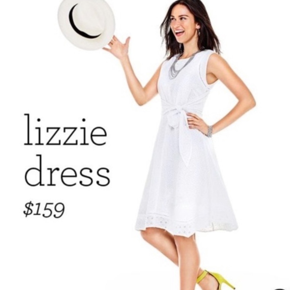 CAbi Lizzie White Eyelet Front Tie Dress #5106 - Picture 14 of 16